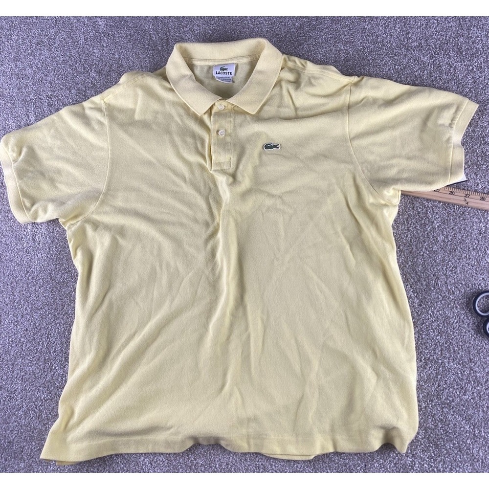Lacoste Solid Light Yellow Polo Shirt Mens XL (8) Preppy Spring Tennis Cotton - Picture 2 of 8